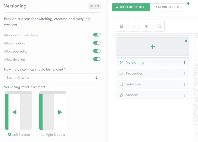 Versioning panel settings