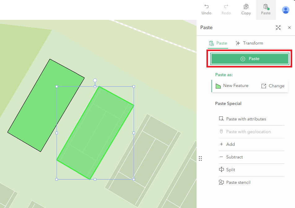 Paste target feature